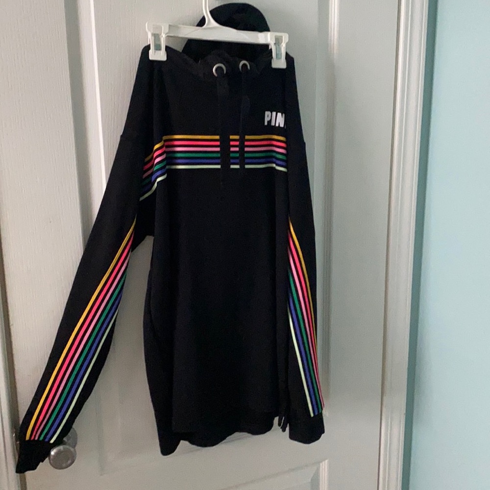 PINK rainbow striped pullover